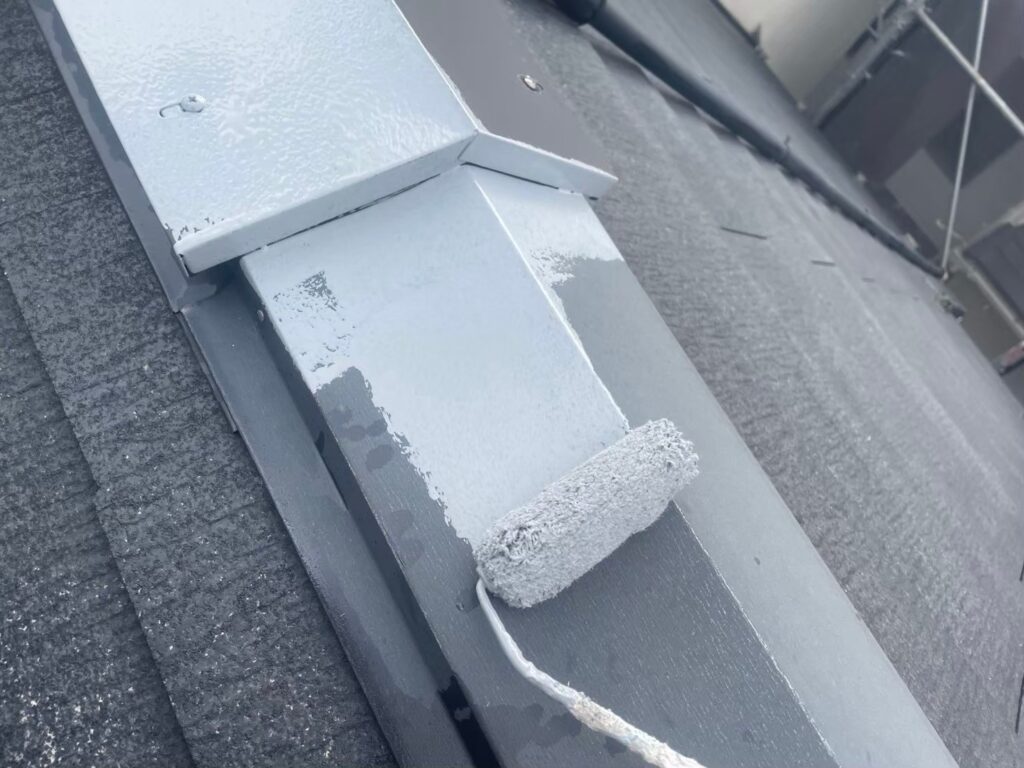 屋根板金部さび止め塗布