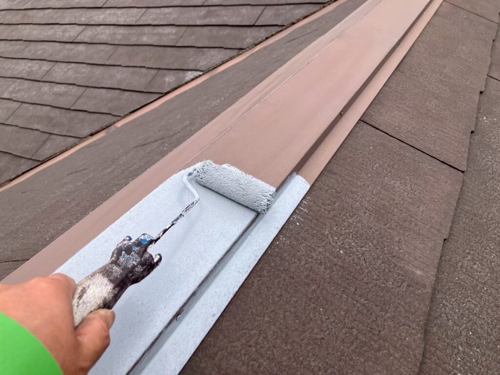 屋根板金部さび止め塗布